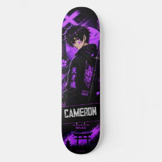 Skateboard Personalized Anime  Black Purple Samurai 
