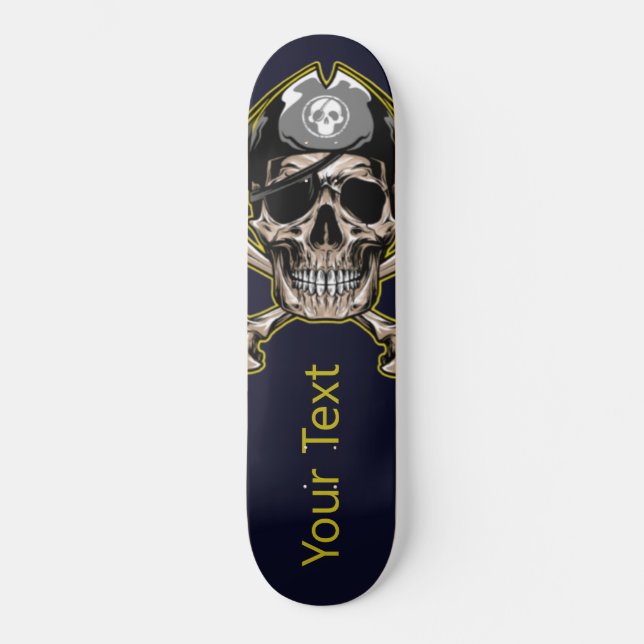 Skateboard | Personalized Black Skull Pirate  (Front)