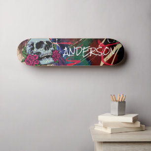 Skateboard Personalized Blue Skull