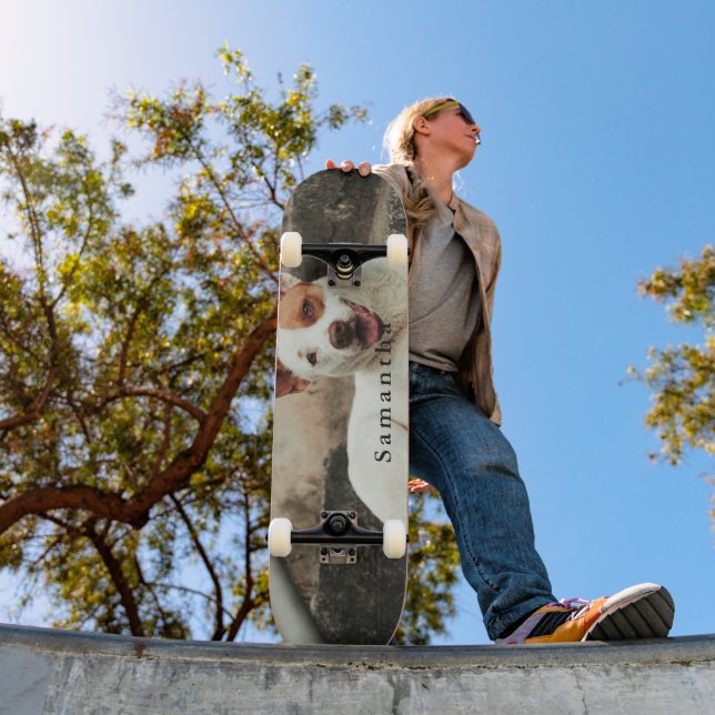 Skateboard Personalized Dog Photo Family name (Extérieur 1)