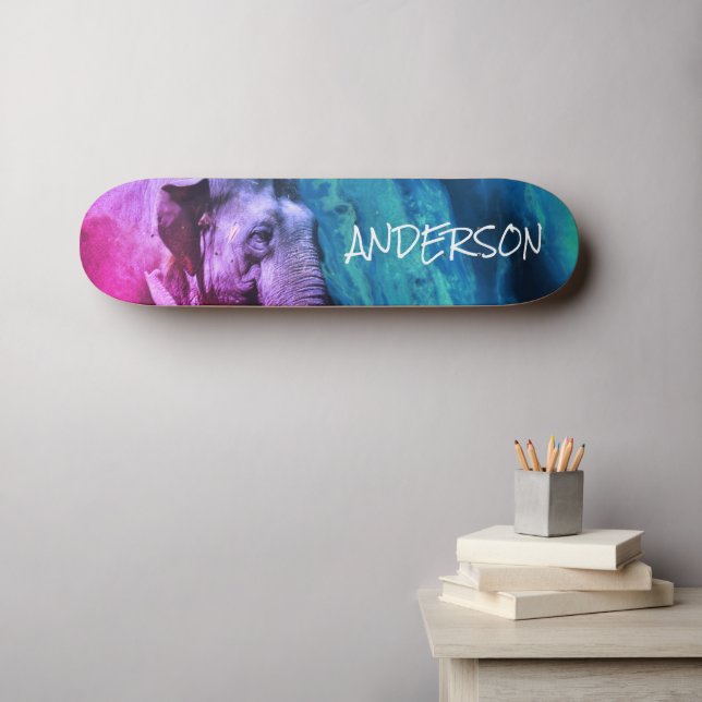 Skateboard Personalized Pink Elephant (Wall Art (Horz))