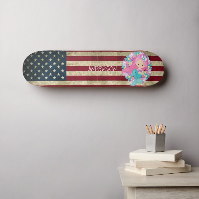 Skateboard Personnalisé American LITTLE MERMAID (Art mural (Horz))