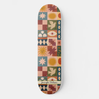 Skateboard Personnalisé Bohème Céleste Patchwork Mystique
