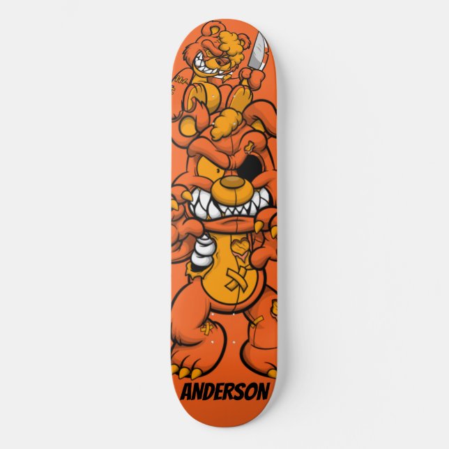 Skateboard Personnalisé Orange Attaques Teddies