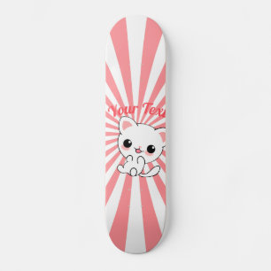 Skateboard Personnalité du jeu Kawaii White Kitten