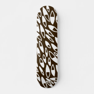 Skateboard Pétales Abstraits - Blanc sur Dk Brown