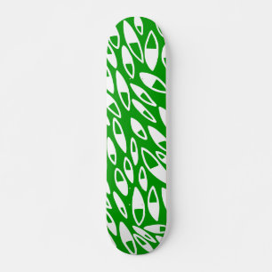 Skateboard Pétales Abstraits - Blanc sur Dk Green