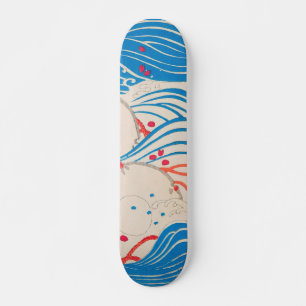 Skateboard Pétales sur les vagues Vintage japonais Motif rétr