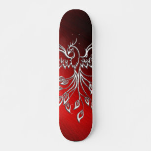 Skateboard Phoenix Blanche se lève Rouge n Cendres Noires