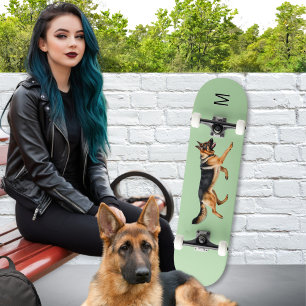 Skateboard Photo de chien berger allemand Monogramme vert