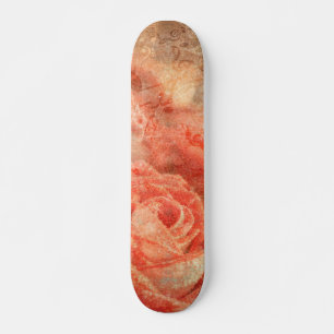 Skateboard Piano et violon avec notes musicales et rose