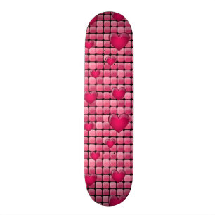 Skateboard Pile rose avec des coeurs
