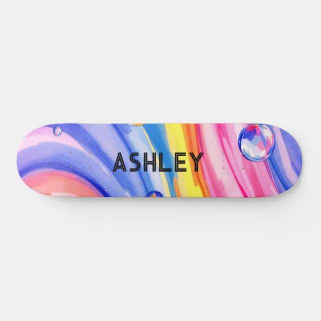 Skateboard Pin bleu Surf Motif Aquarelle Skate (Horz)