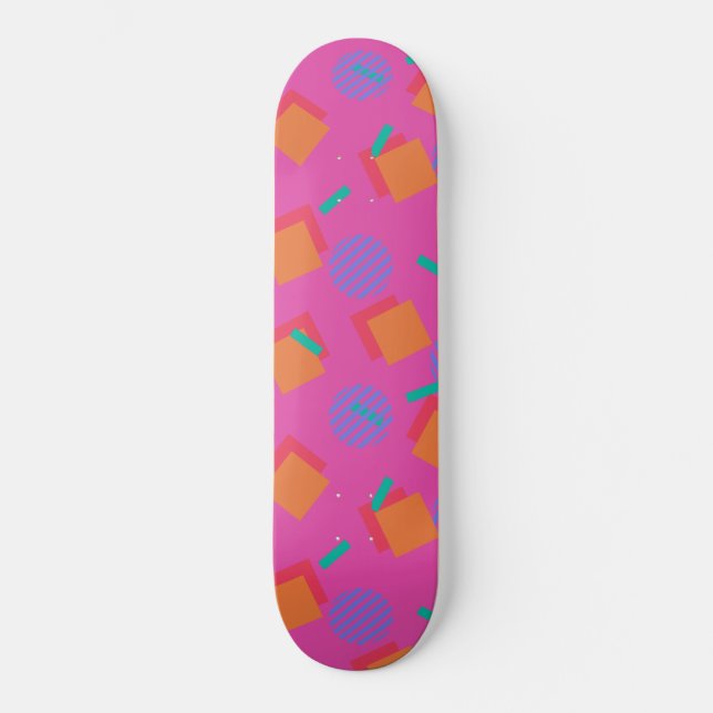 Skateboard Pink 80 s Memphis Design Geometric Shapes (Recto)