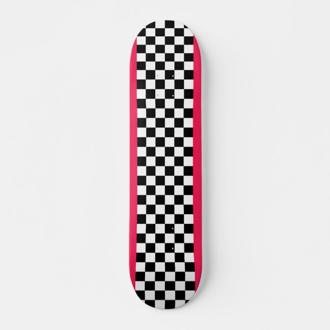 Skateboard Pink et damier vif (Devant)