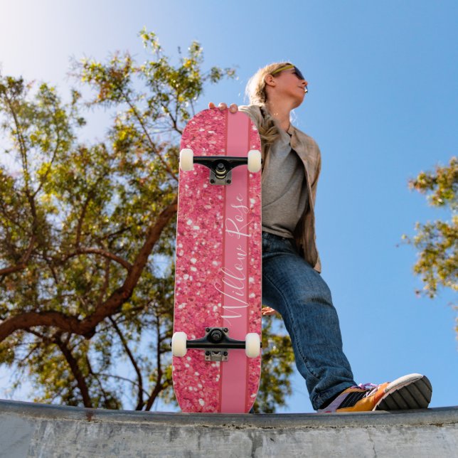 Skateboard Pink fun pétillant parties scintillant motif, cade (Extérieur 1)
