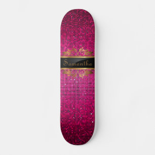 Skateboard Pink Parties scintillant Sequin Disco Glitz Comp S