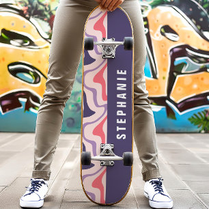 Skateboard Pink violet rétro moderne Abstrait marbre torse