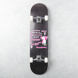 Skateboard Pink Wing Flying Unicorn Stickers