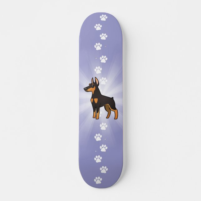 Skateboard Pinscher de dobermann de bande dessinée (oreilles (Devant)