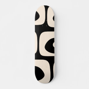 Skateboard Piquet Midsiècle Abstrait Minimal Noir et Crème