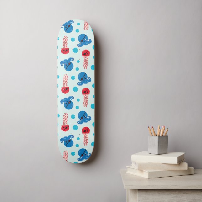 Skateboard Pirate Octopus, Pirate Jellyfish, Sea Animaux (Art mural)