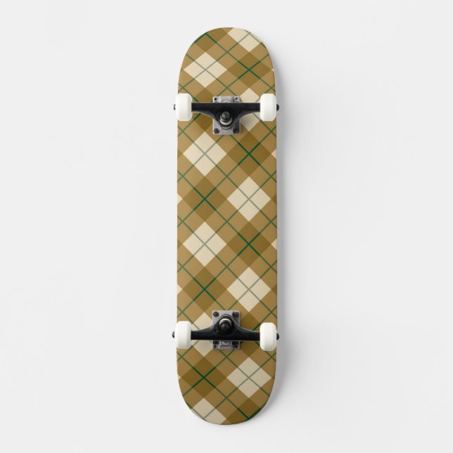Skateboard Plaid polarisé en or avec la rayure verte (Recto)