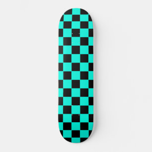 Skateboard Planche à roulettes à carreaux bleu ciel rétro et