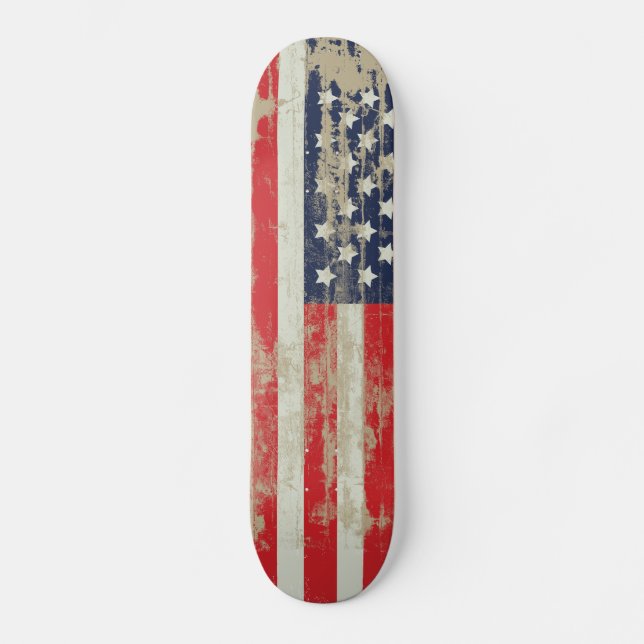 Skateboard Planche à roulettes affligée de drapeau américain (Recto)