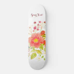 Skateboard Planche à roulettes avec fleurs d'été