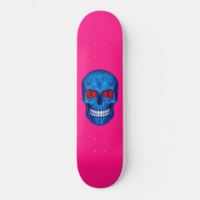 Skateboard Planche à roulettes blanche rouge de rose de crâne (Recto)