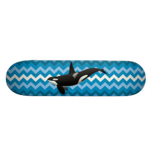 Skateboard Planche à roulettes bleue de Chevron de zigzag