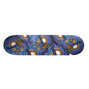 Skateboard Planche à roulettes bleue de dragons