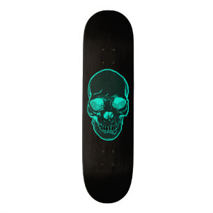 Skateboard Planche à roulettes bleue de graphiques de crâne