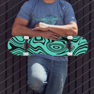 Skateboard Planche à roulettes Brack sarcelle à rayures ondul