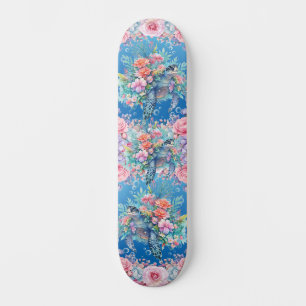 Skateboard Planche à roulettes colorée Floral Sea Turtle Wide