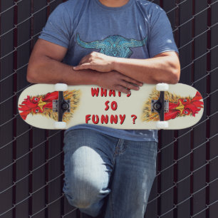 Skateboard Planche à roulettes Coq Drôle Texte personnalisé