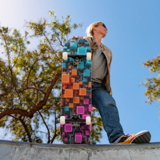 Skateboard Planche à roulettes de circuit 3D Turquoise Orange