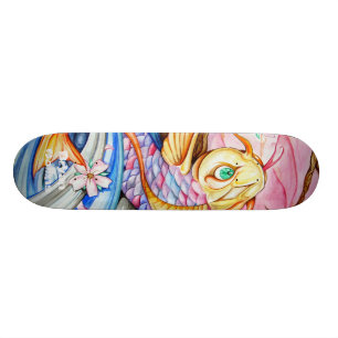 Skateboard Planche à roulettes de poissons de Koi d'aquarelle