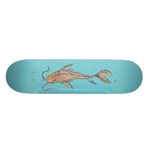 Skateboard Planche à roulettes d'or d'aquarelle de Koi