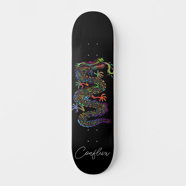 Skateboard Planche à roulettes ( Dragon ) Couleur claire (Noi (Recto)