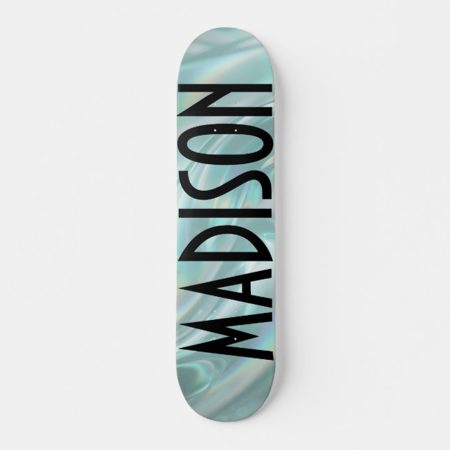 Skateboard Planche à roulettes en opale sarcelle nom personna (Devant)