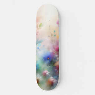 Skateboard Planche à roulettes Fleurs aquarelles abstraites