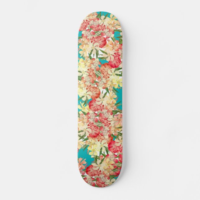 Skateboard Planche à roulettes florale d'île de fleurs (Recto)