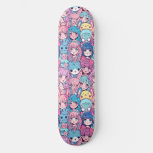 Skateboard Planche à roulettes motif fille anime japonaise mi