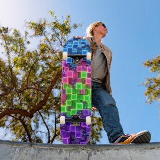 Skateboard Planche à roulettes Neon 3D Cube - Bleu Électrique