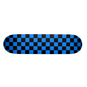 Skateboard Planche à roulettes noire et bleue de damier