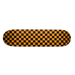 Skateboard Planche à roulettes orange et noire de damier