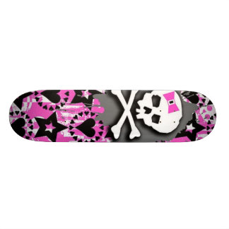 Skateboard Planche à roulettes rose de crâne