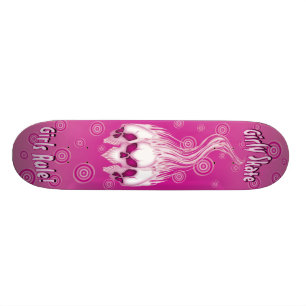Skateboard Planche à roulettes rose de crâne